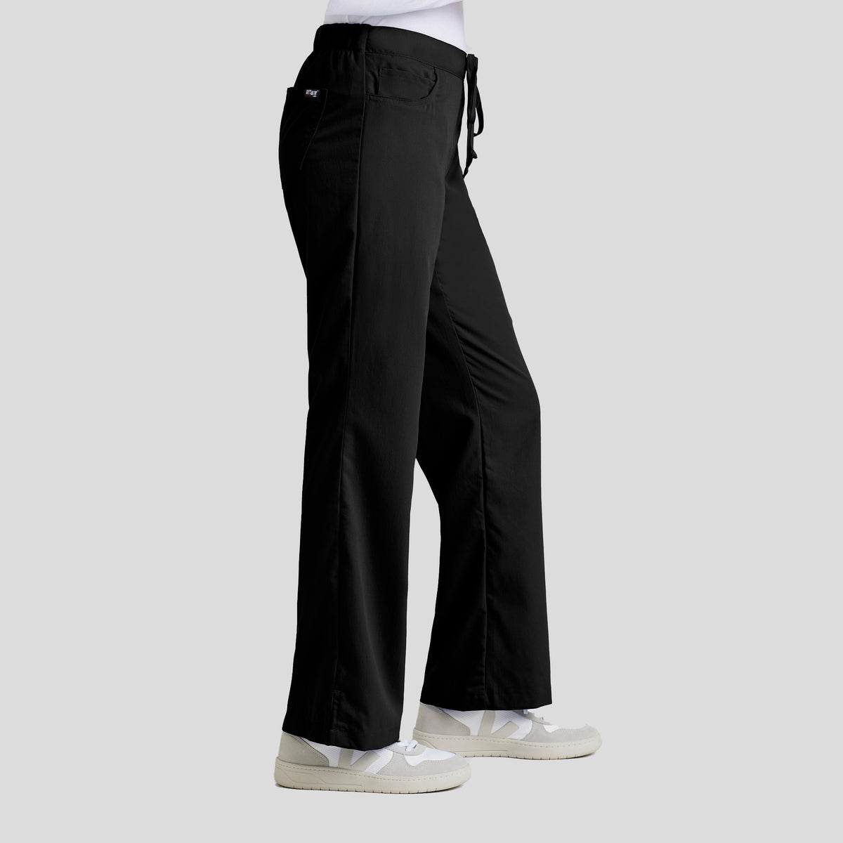 Riley 5-Pocket Mid-Rise Flared Leg Scrub Pant | Black