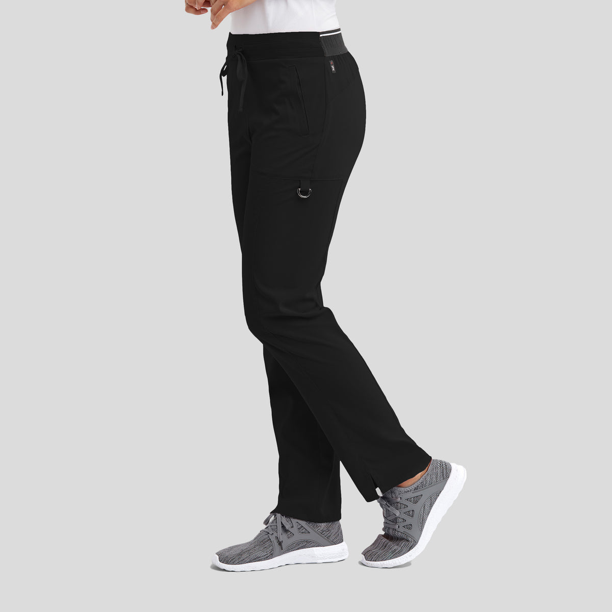 Kim 3-Pocket Mid-Rise Straight Leg Scrub Pant | Black