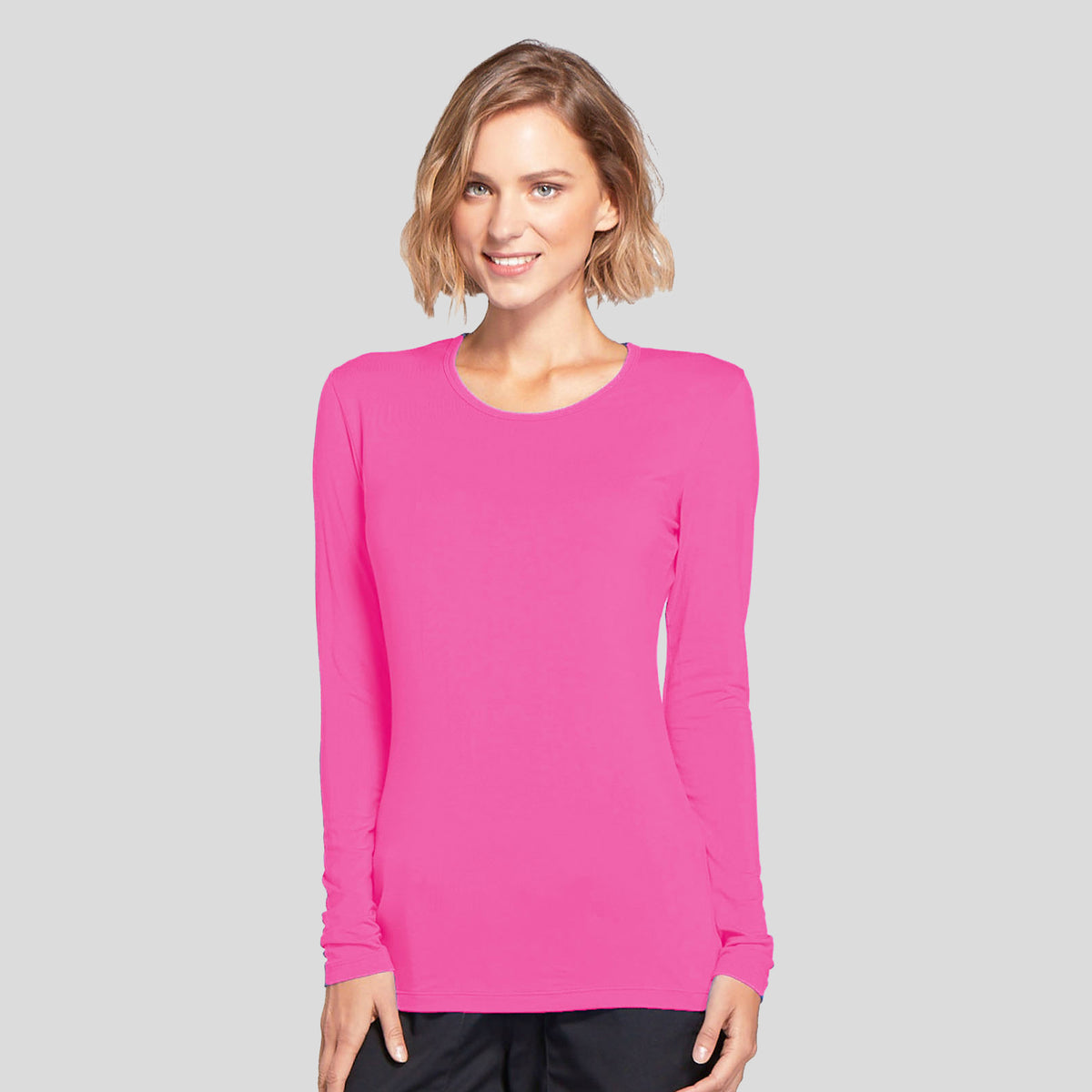Long Sleeve Knit Underscrub | Shocking Pink