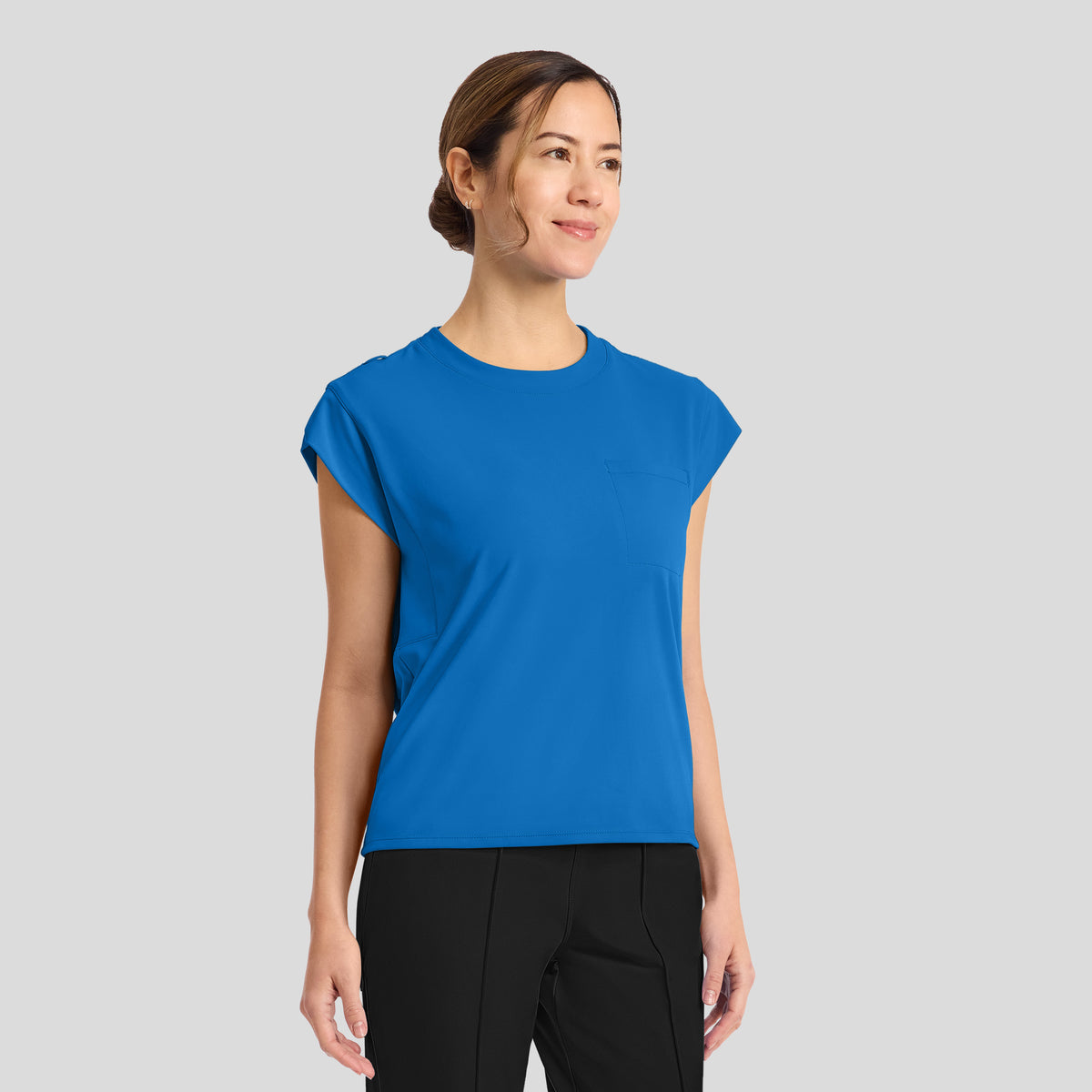 Achieve Crew Neck Scrub Top | True Blue
