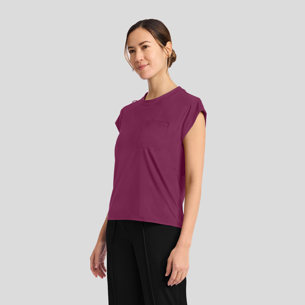 Achieve Crew Neck Scrub Top | Wine