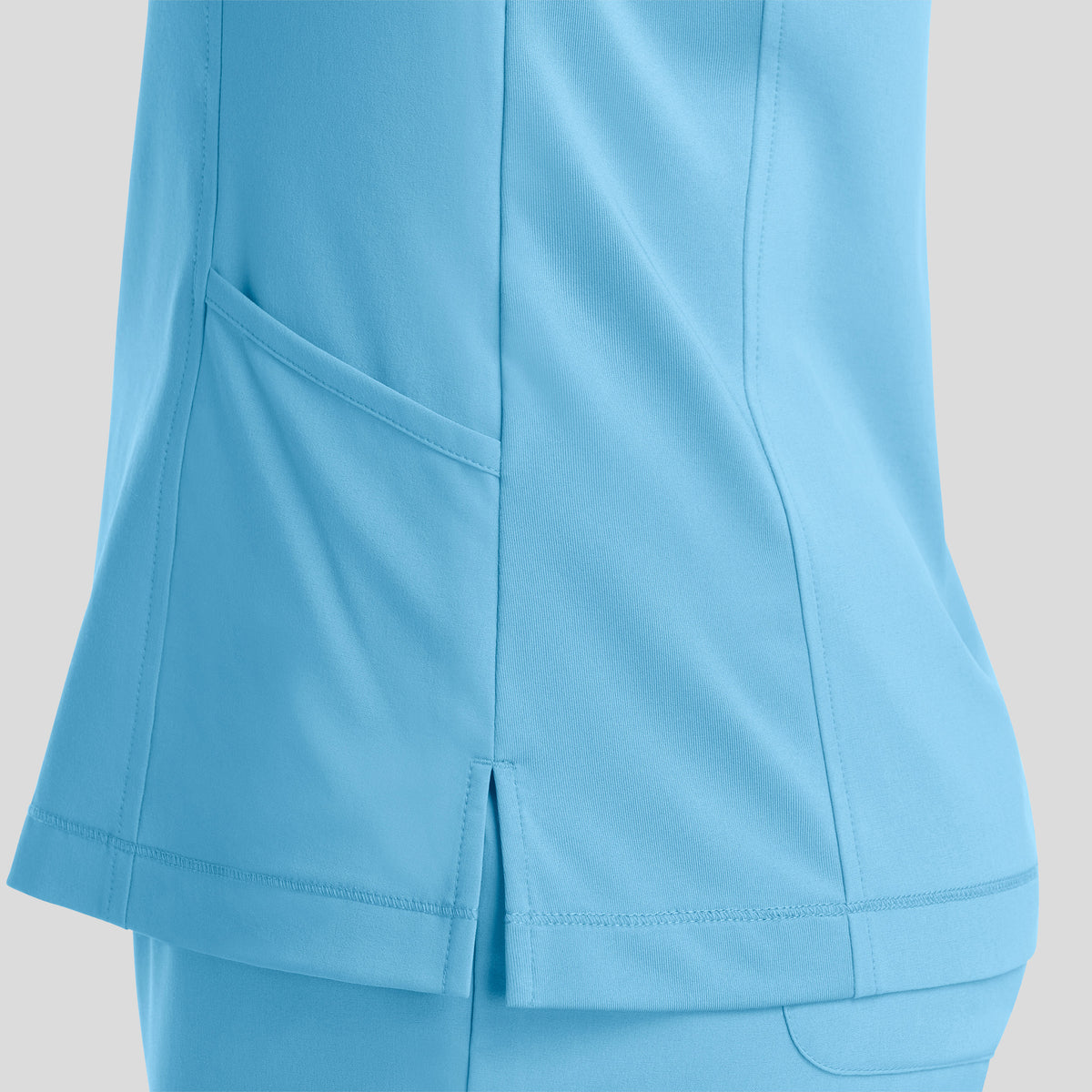 Notched Crew Neck Top | Turquoise