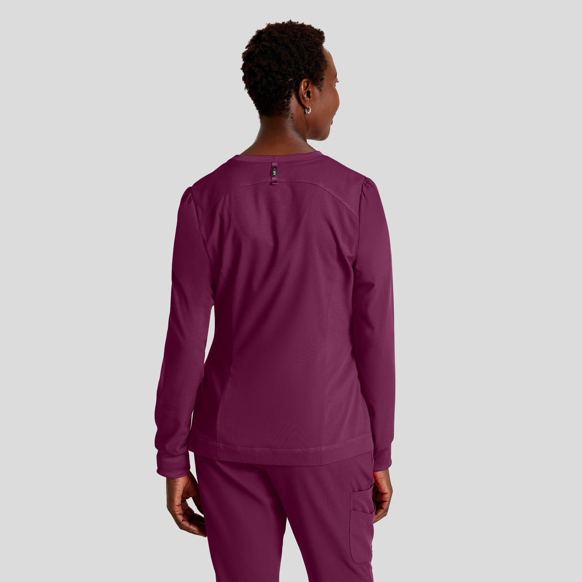 Millie 3-Pocket Crewneck Scrub Jacket | Wine