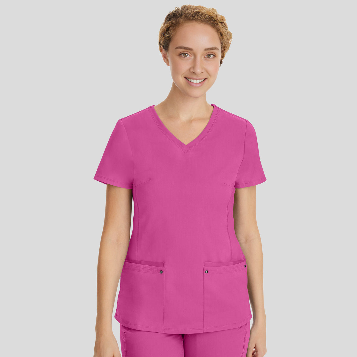 Juliet V-Neck Yoga Scrub Top | Shocking Pink