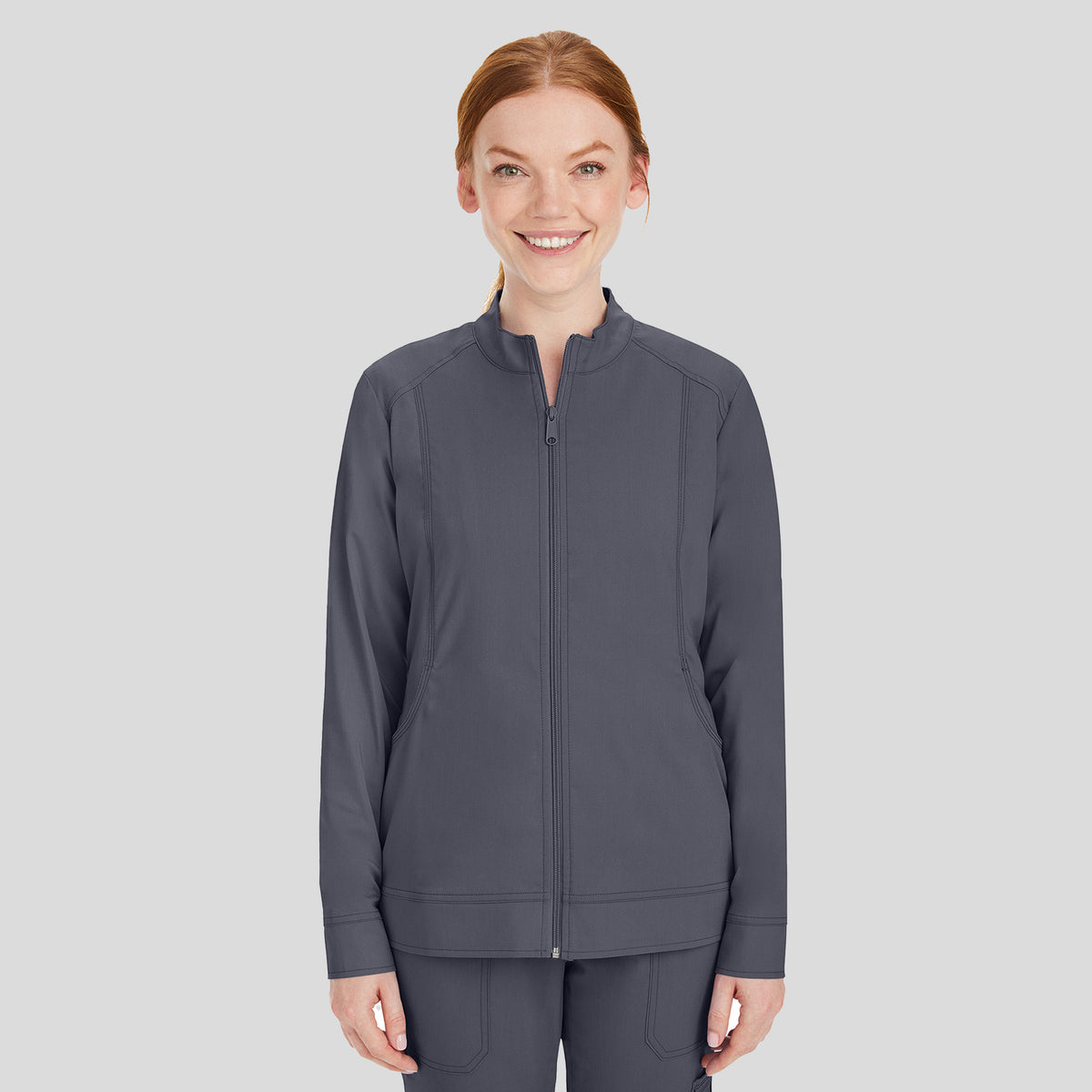 Dakota Zip Front Scrub Jacket | Pewter