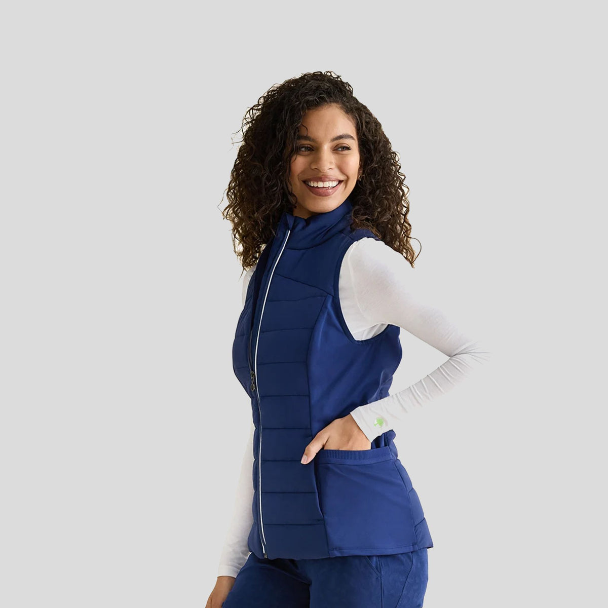 Khloe Sleeveless Jacket | Navy