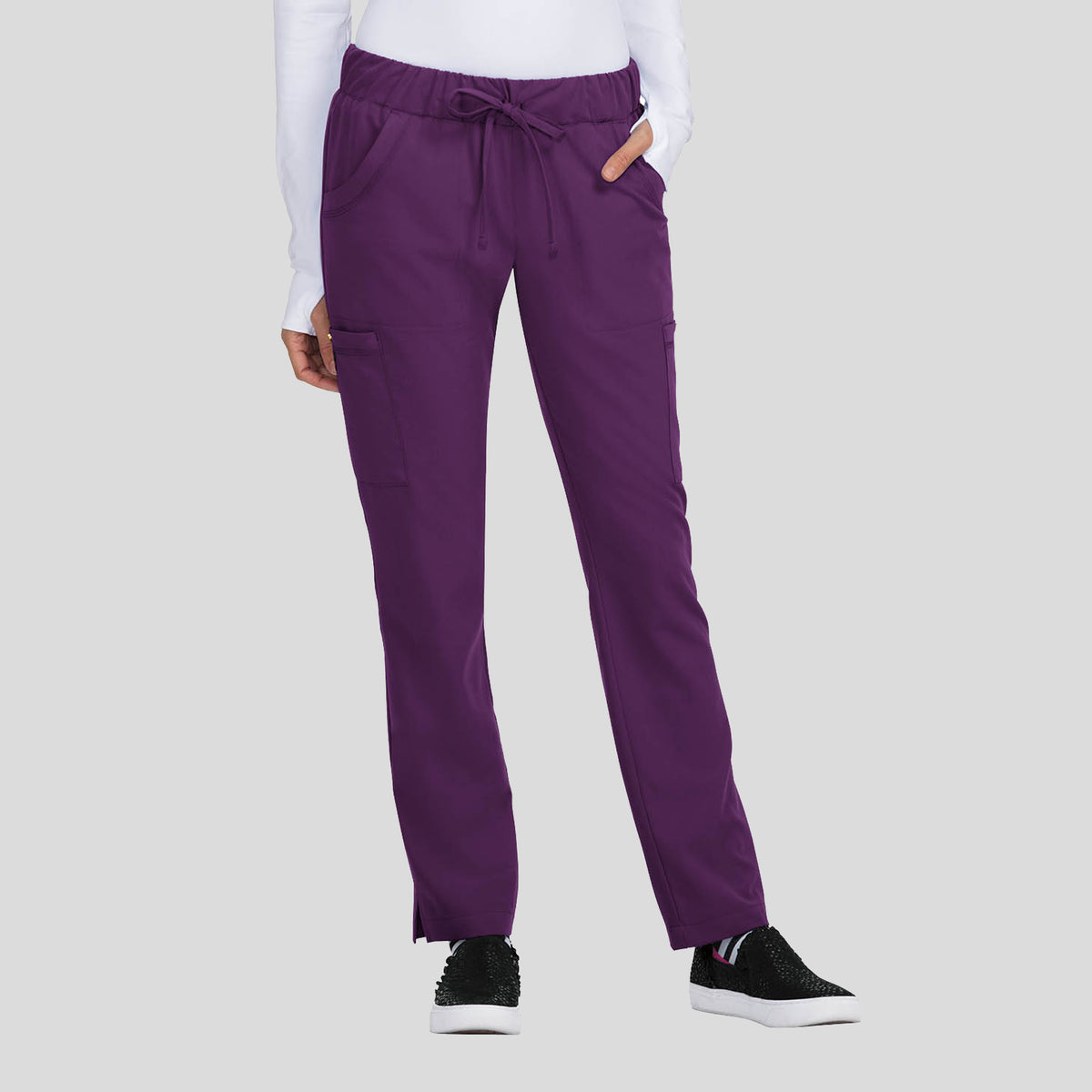 Betsey Johnson Buttercup Women's 6-Pocket Slim Fit Scrub Pants | Eggplant