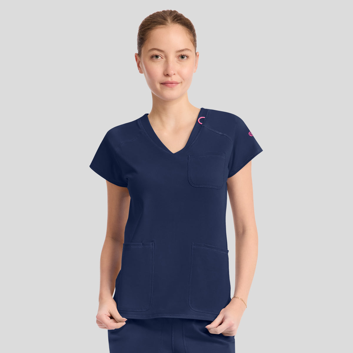 3-Pocket STRETCH V-Neck Scrub Top | Navy