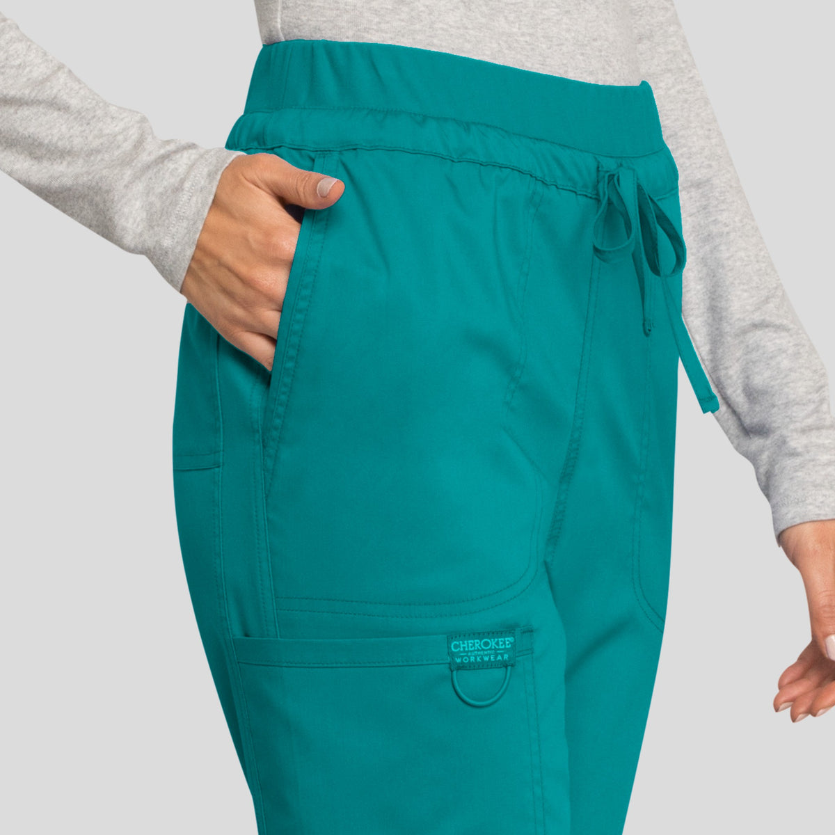 Tapered Leg Drawstring Scrub Pant | Teal