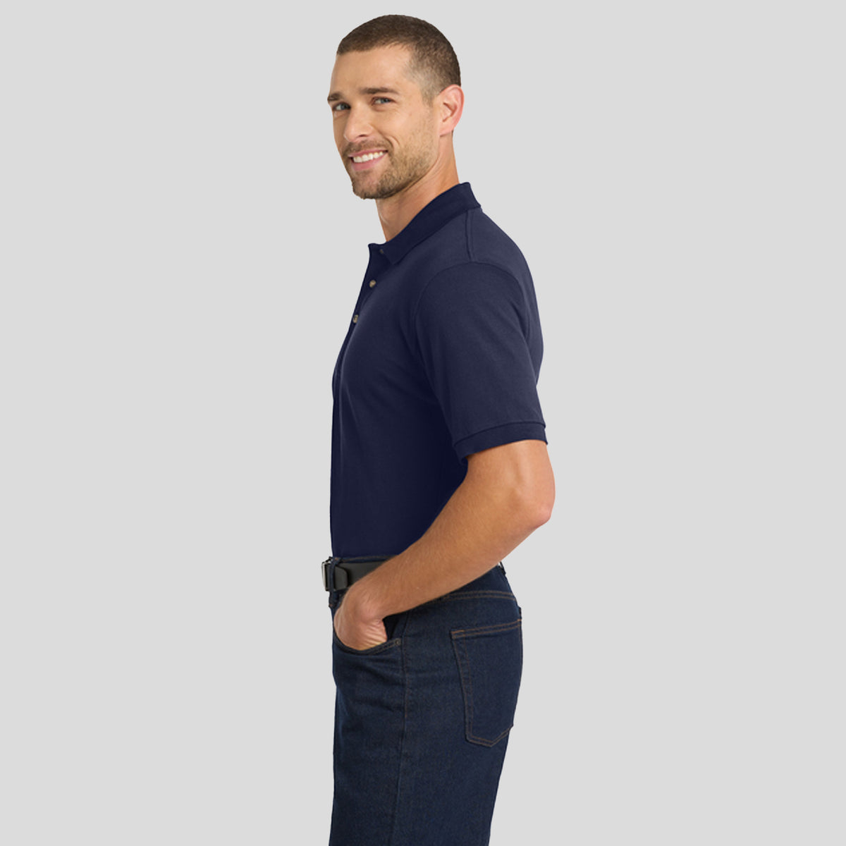 Heavyweight Cotton Pique Polo | Navy