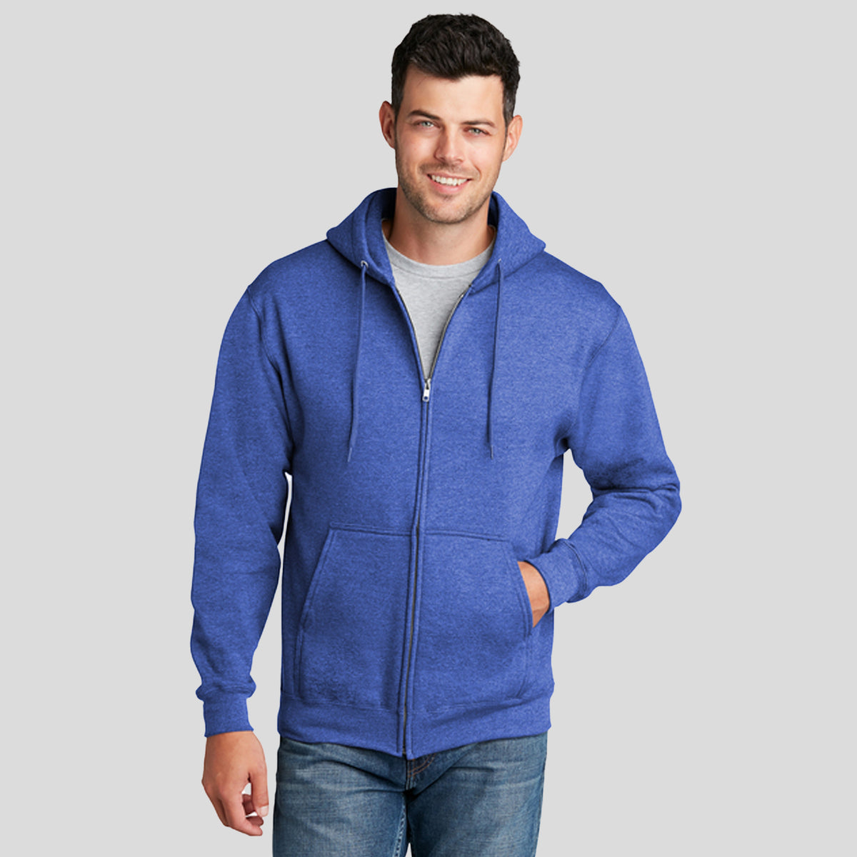 Core Fleece Full-Zip Hooded Sweatshirt | Heather Royal
