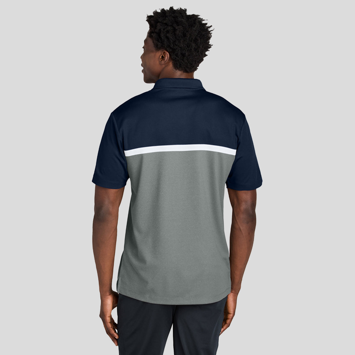 UV Micropique Colorblock Polo | True Navy/Grey Concrete Heather/White