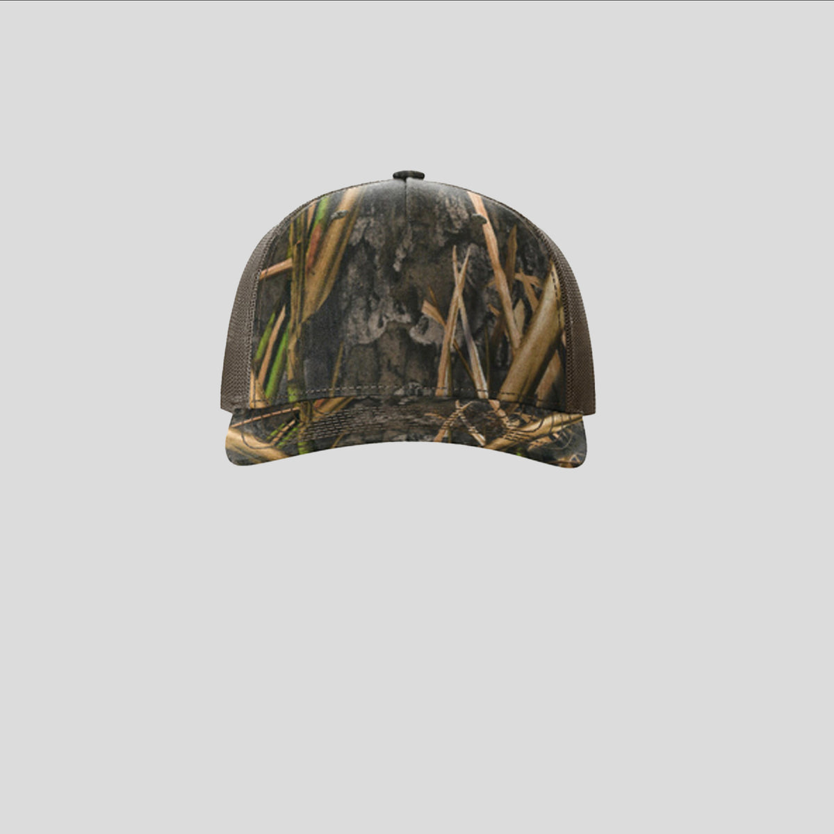 Printed Five-Panel Trucker Hat | Mossy Oak Habitat/Brown