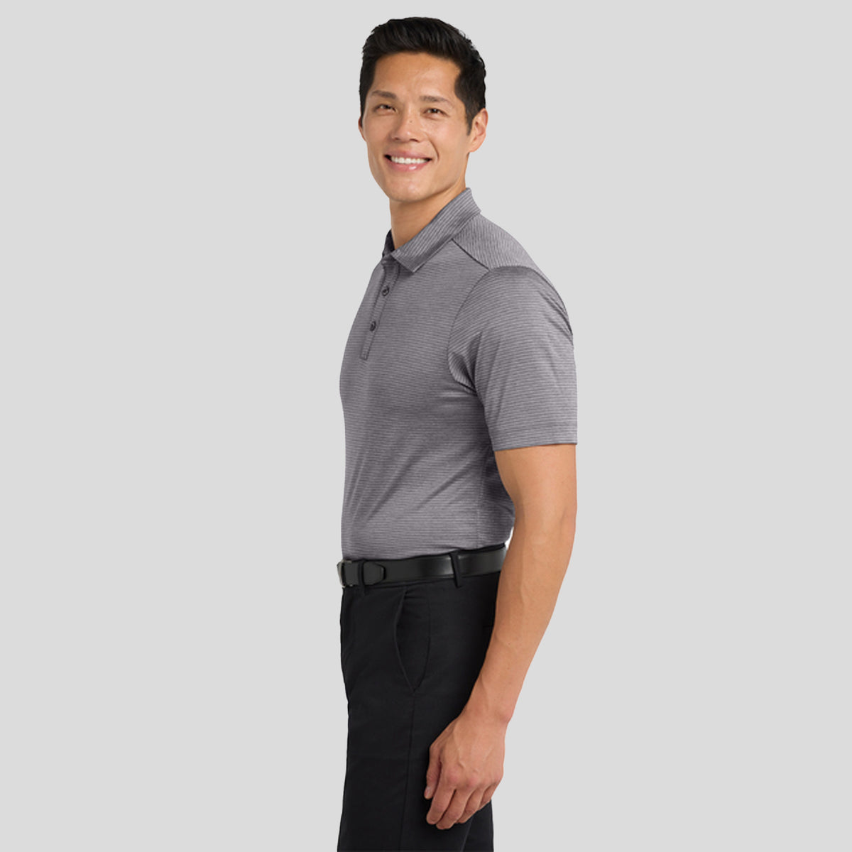 Shadow Stripe Polo | Shadow Grey