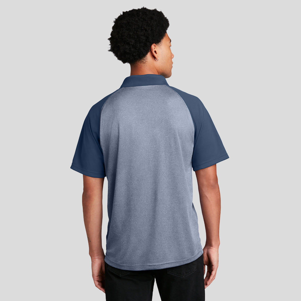 PosiCharge® RacerMesh® Raglan Heather Block Polo | True Navy Heather/True Navy