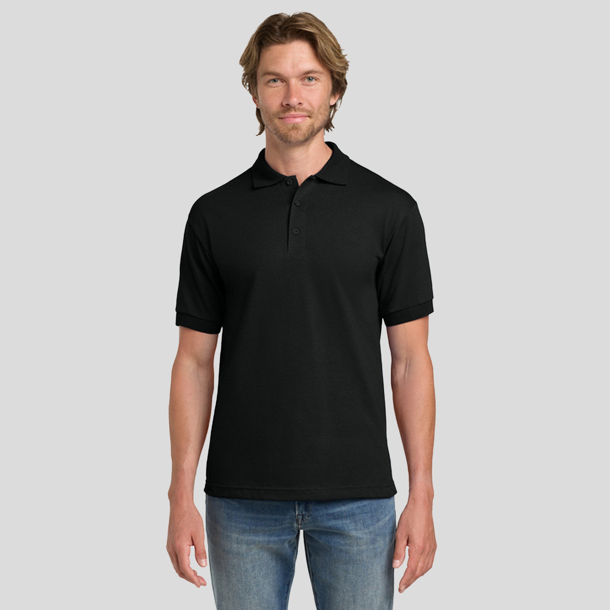 DryBlend® 6-Ounce Jersey Knit Sport Shirt | Black