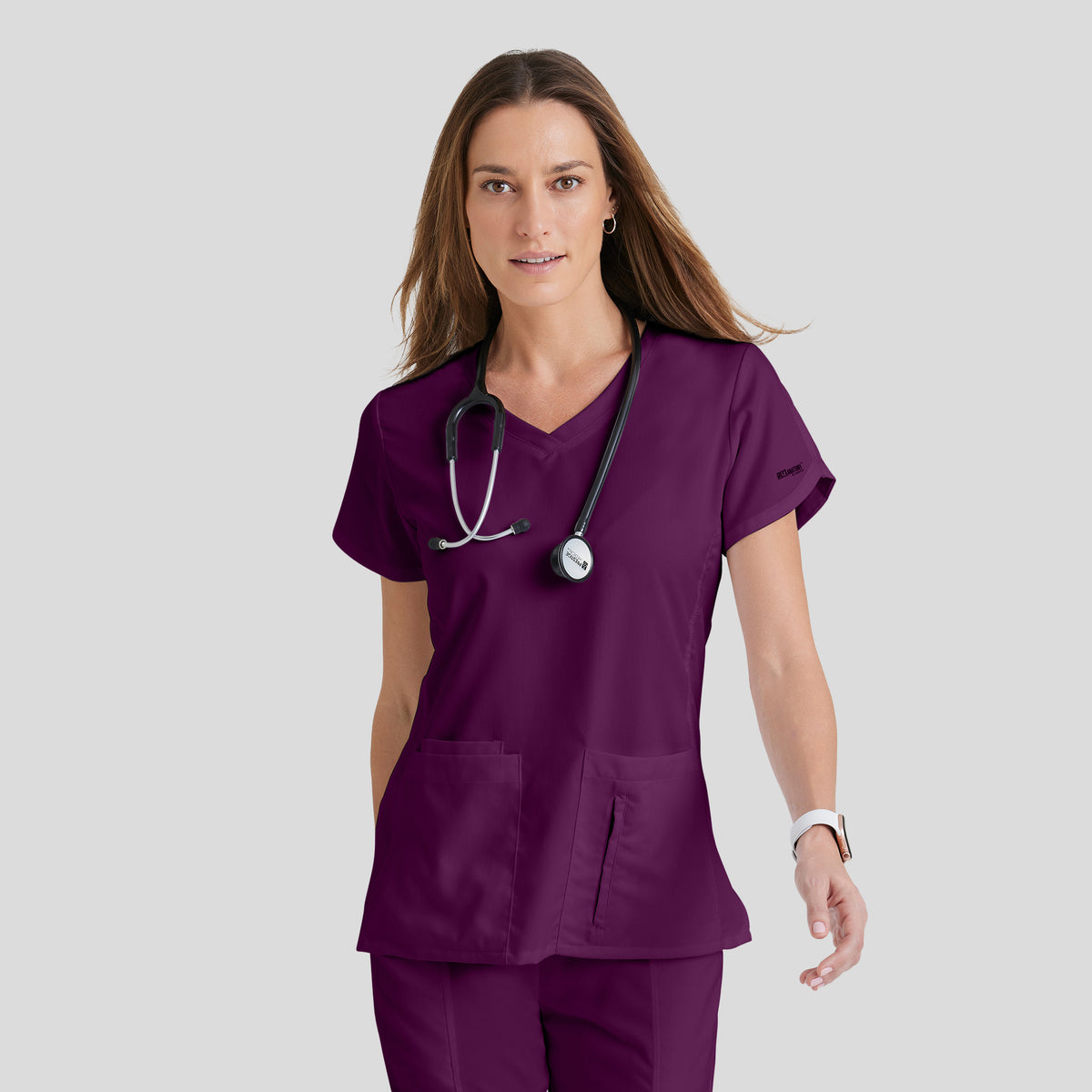 Cora 4-Pocket Scrub Top | Wine