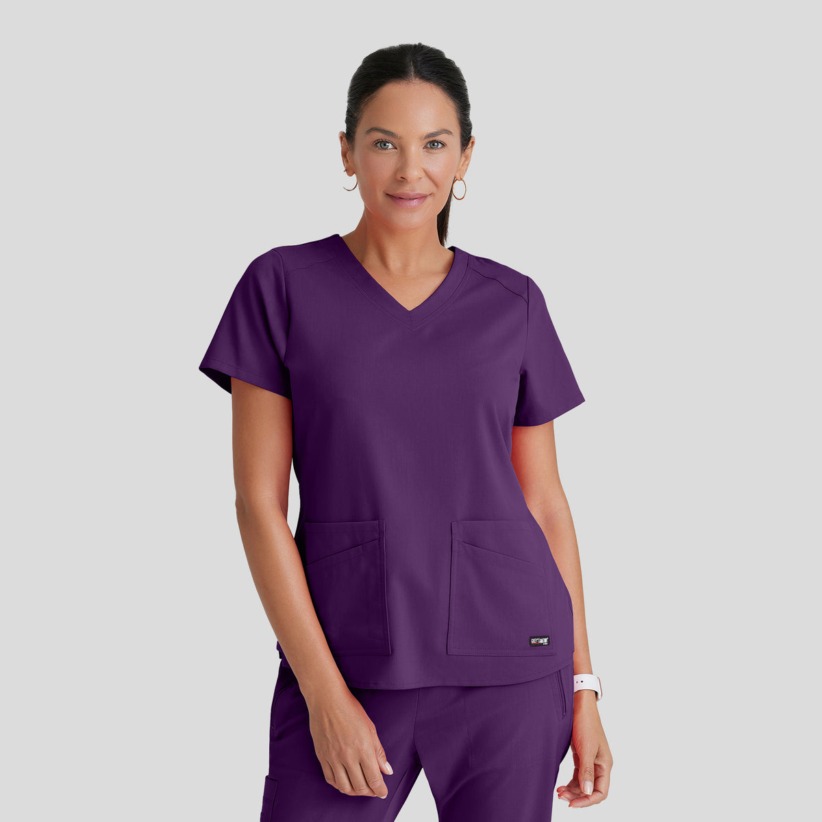 Emma 4-Pocket V-Neck Scrub Top | Eggplant