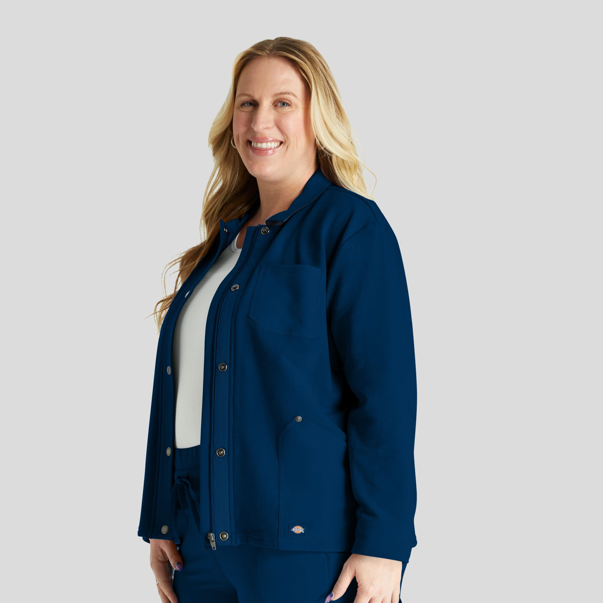 Women's Zip Front Fleece Scrub Jacket | Navy