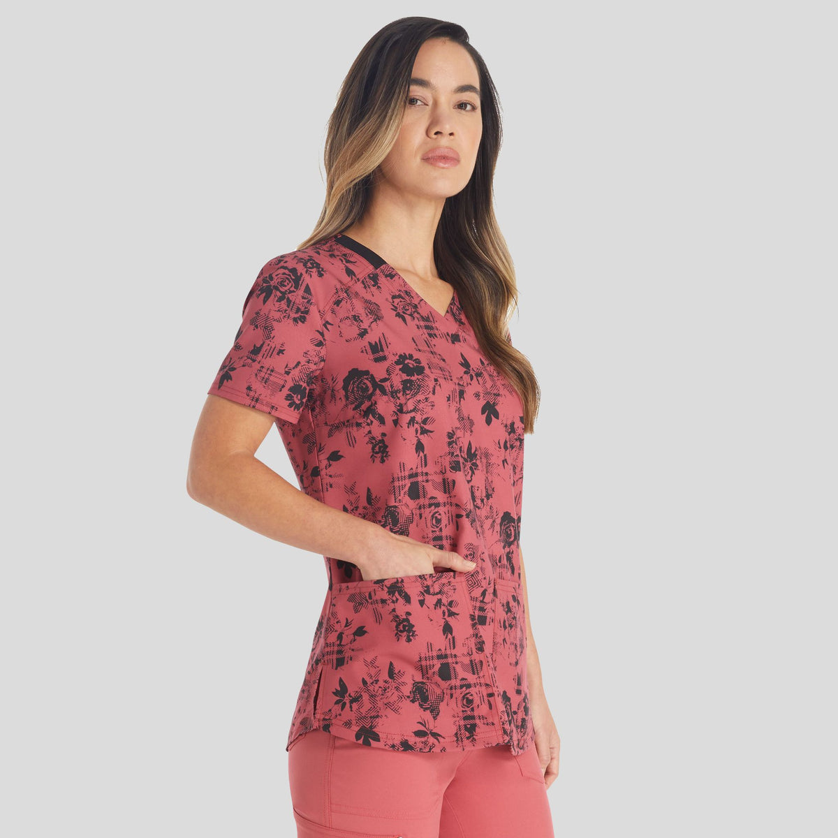 Grunge N Roses Print Top