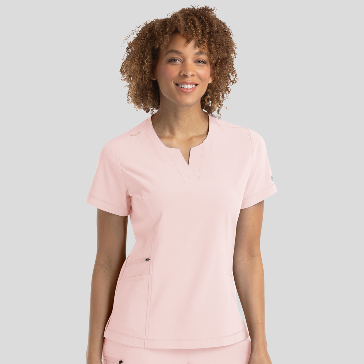 Notched Crew Neck Top | Icy Pink