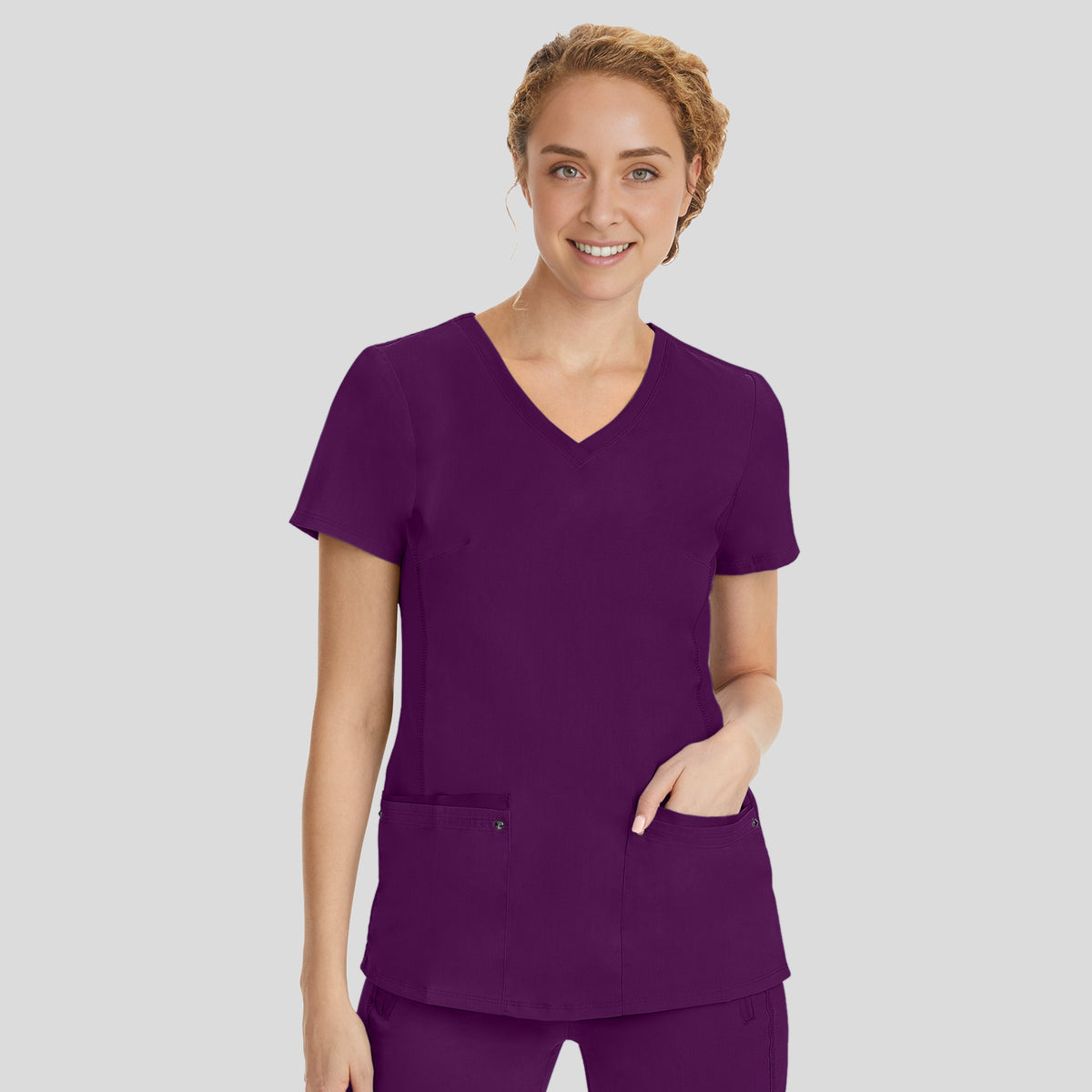 Juliet V-Neck Yoga Scrub Top | Eggplant