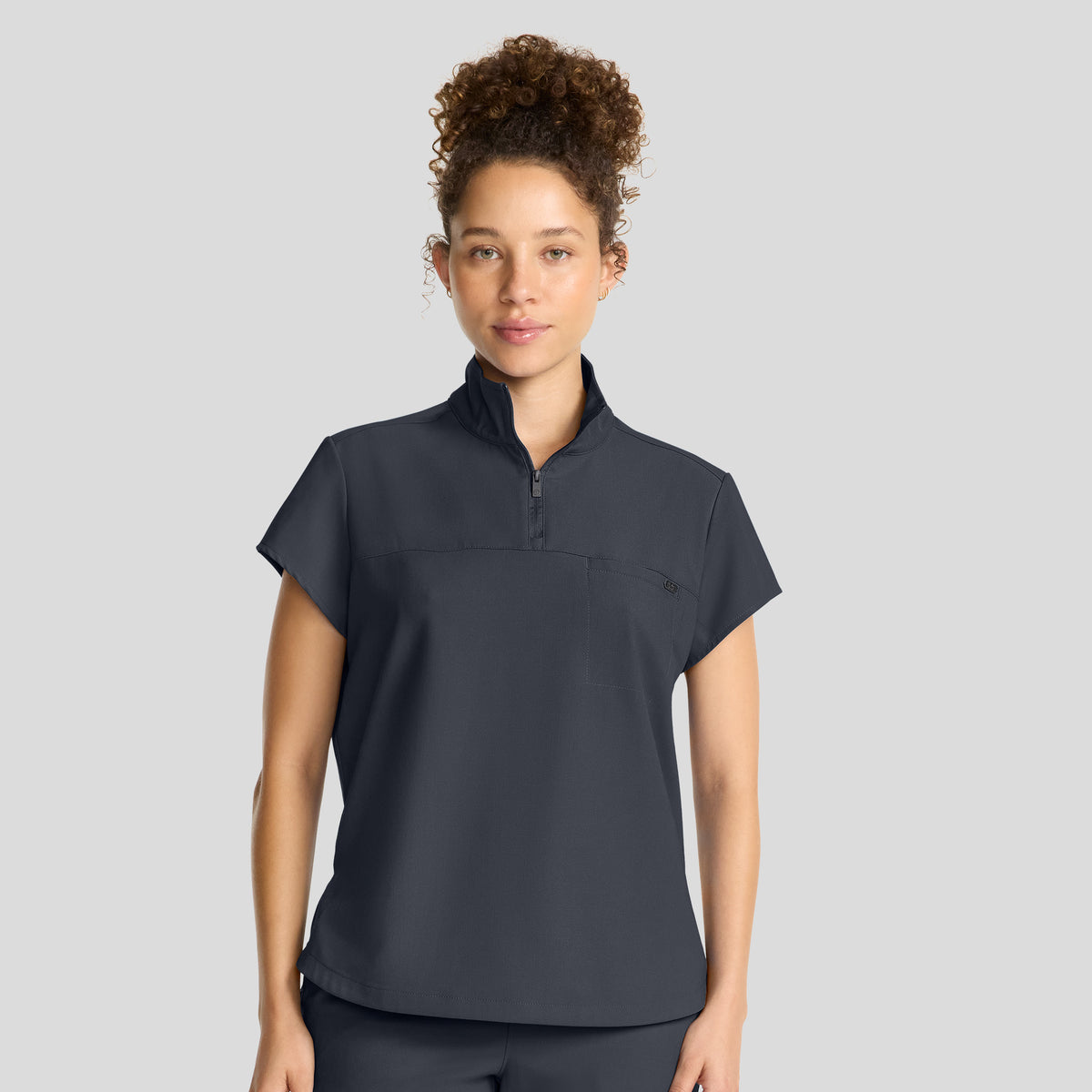 Women's Bella Quarter Zip Scrub Top | Pewter