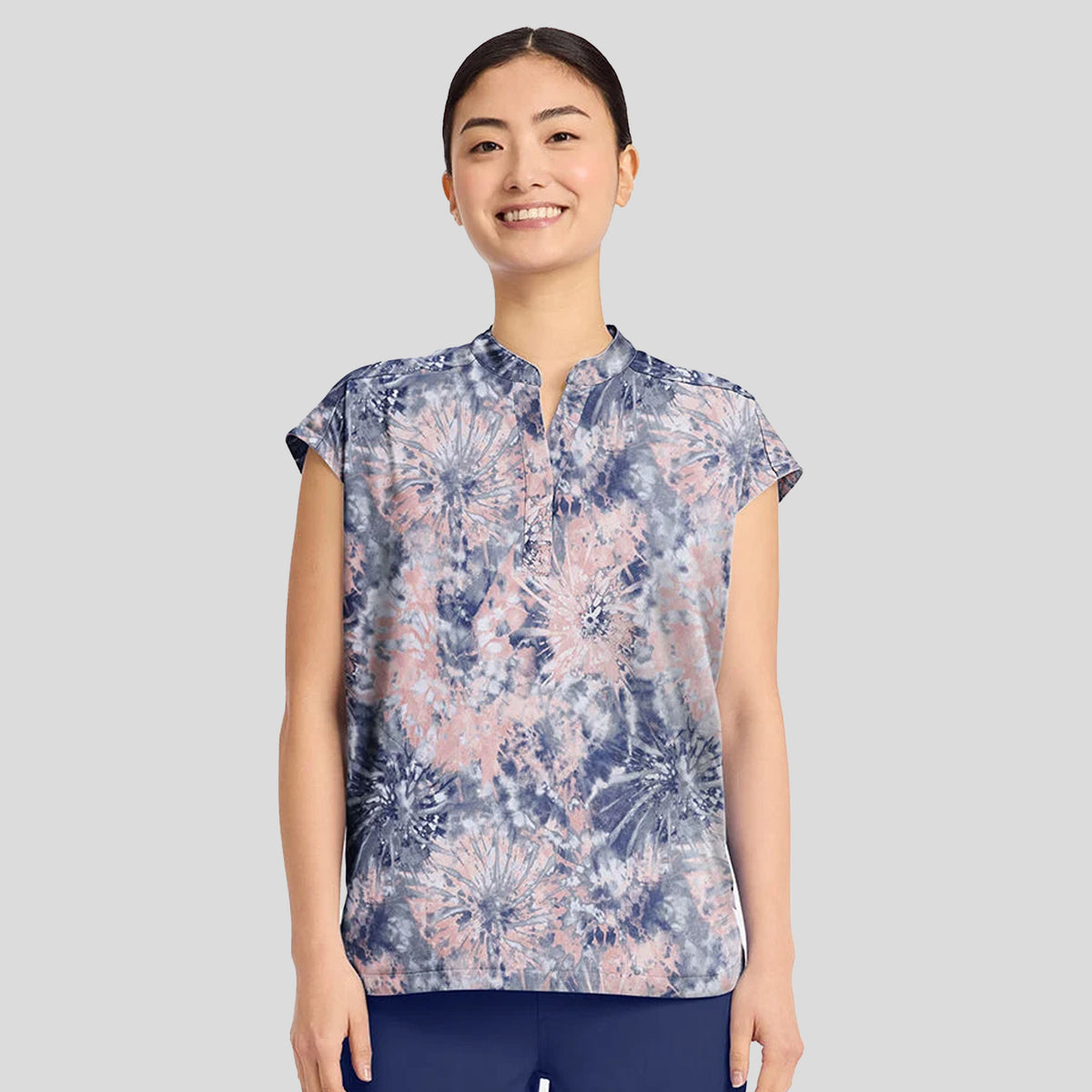 Journey Twilight Tie Dye Print Scrub Top