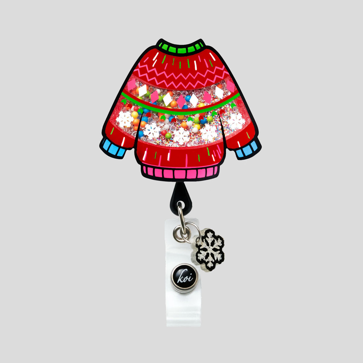 Ugly Sweater Shaker Badge Reel