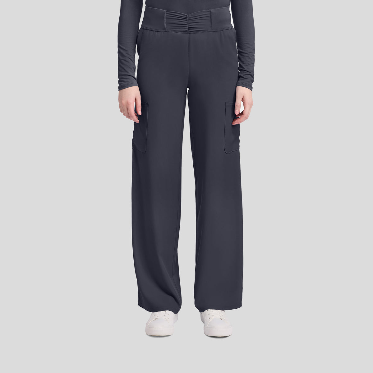 5-Pocket Ruched Wide Leg Scrub Pant | Pewter
