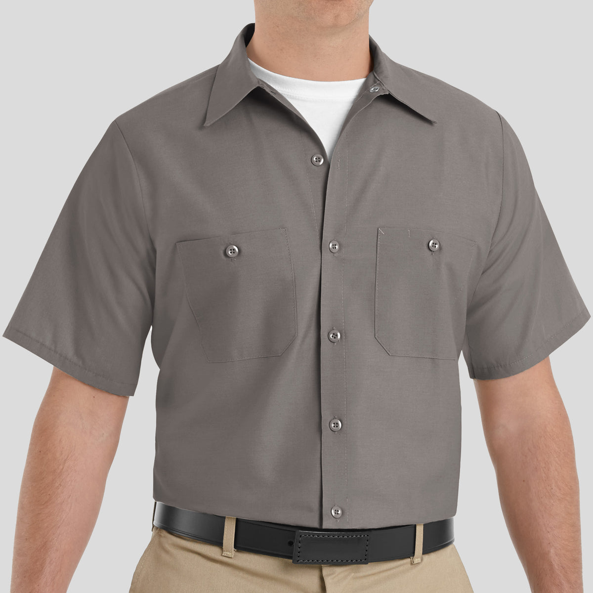 Men's Short Sleeve Industrial Work Shirt | Grey