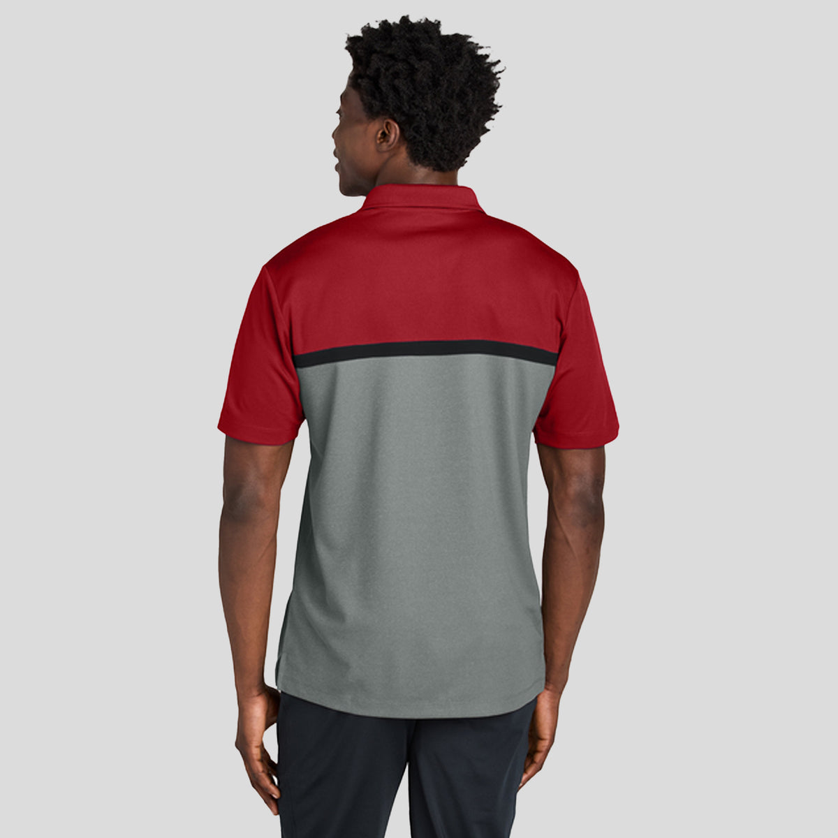UV Micropique Colorblock Polo | Deep Red/Grey Concrete Heather/Black