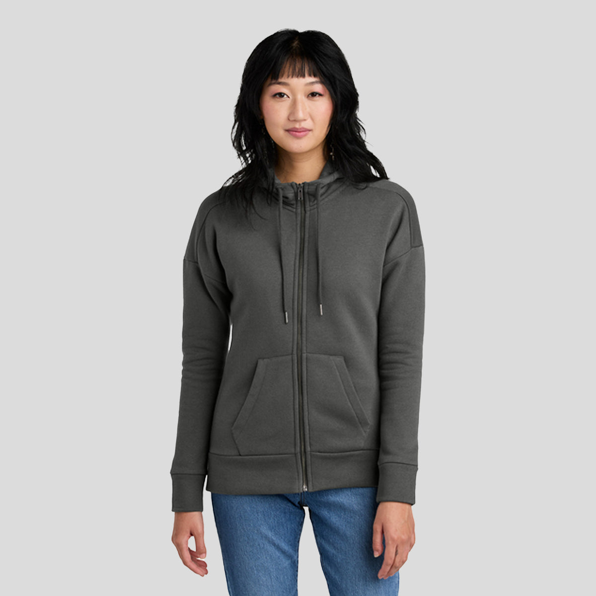 Women’s Perfect Weight® Fleece Drop Shoulder Full-Zip Hoodie | Charcoal